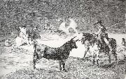 Francisco Goya, El celebre Fernando del Toro,barilarguero,obligando a la fiera con su garrocha